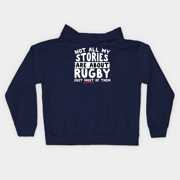 rugby stories Kids Hoodie by CurlyDesigns